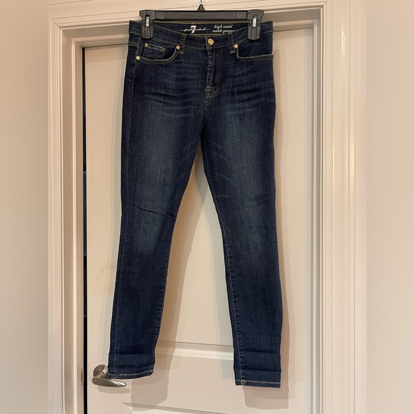 7 For All Mankind Dark Blue Skinny Jeans High waist ankle Gwenevere - Picture 1 of 4
